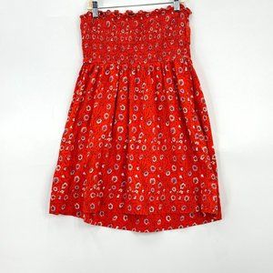 Free People Womens Mini Strapless Dress Floral Red, Blue Cotton 6